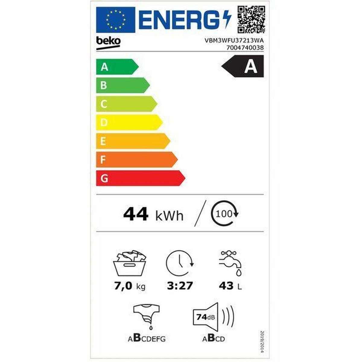 Lavadora BEKO VBM3WFU37213WA 1200 rpm 7 kg Blanco
