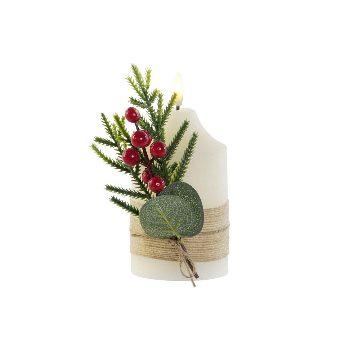 Vela LED DKD Home Decor Blanco 7 x 7 x 12 cm (AA)