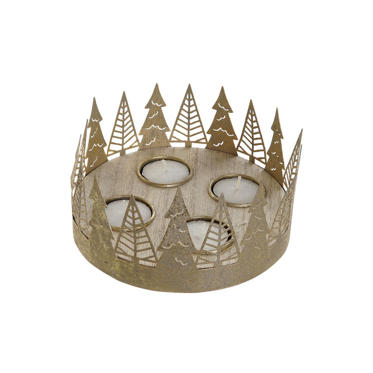 Portavelas DKD Home Decor Dorado Natural Metal 16,5 x 16,5 x 8,5 cm (2 Unidades)