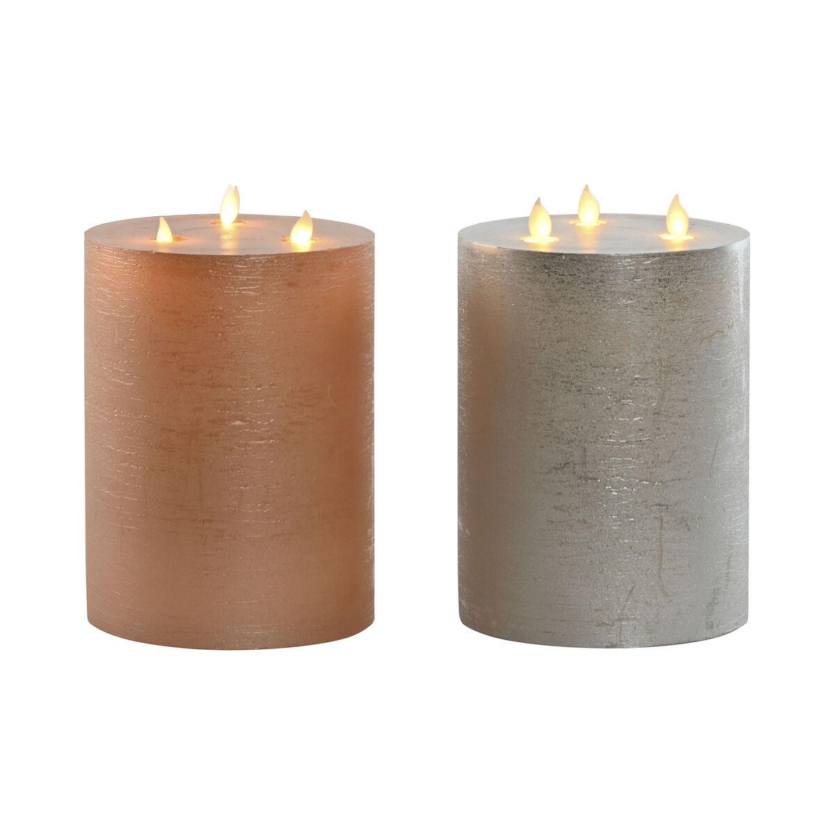 Vela LED DKD Home Decor Dorado Plateado 15 x 15 x 20 cm (AA) (2 Unidades)