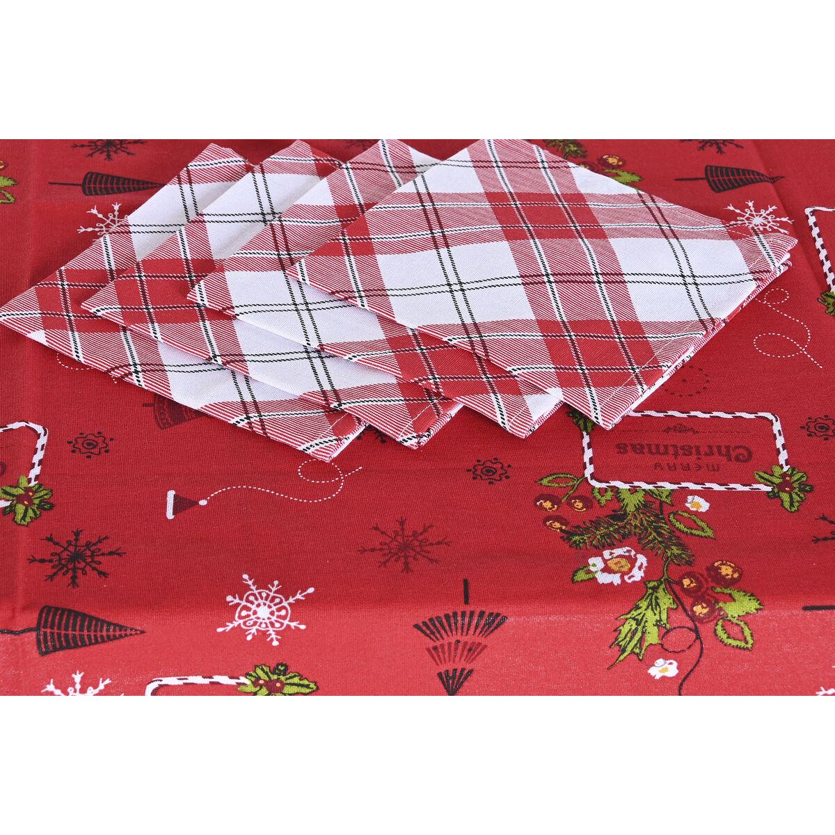 Set de mantelería DKD Home Decor Blanco Rojo Verde Beige (5 Piezas) (2 Unidades)