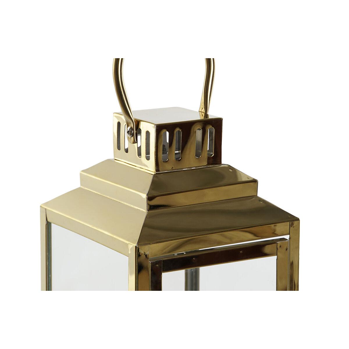 Portavelas DKD Home Decor Dorado Plateado Aluminio Cristal 14 x 14 x 35 cm (2 Unidades)