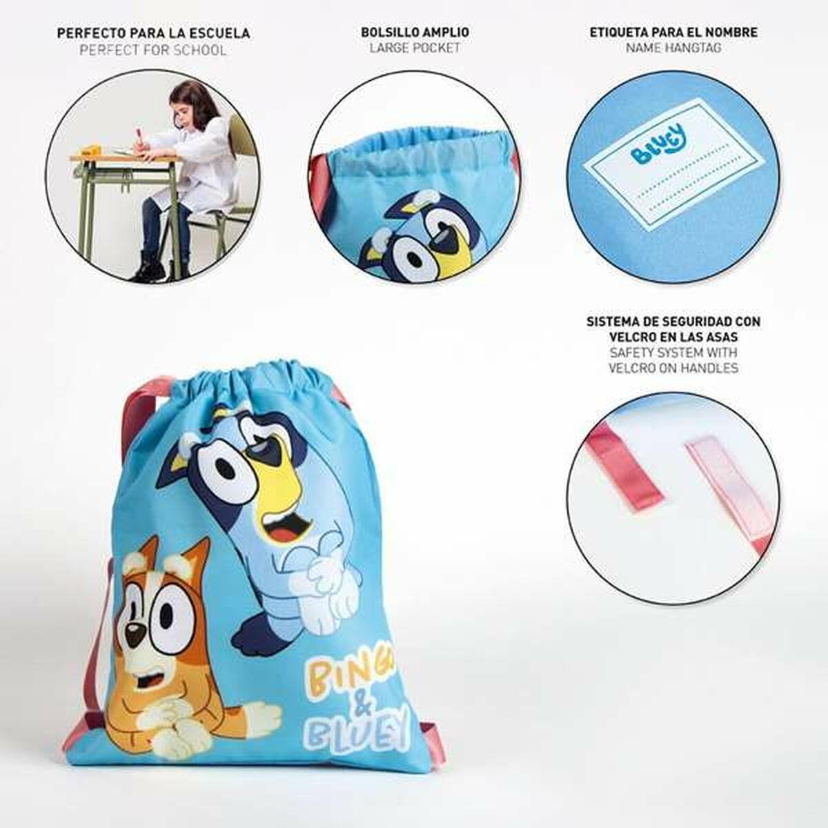 Bolsa Mochila con Cuerdas Bluey Azul 27 x 33 cm