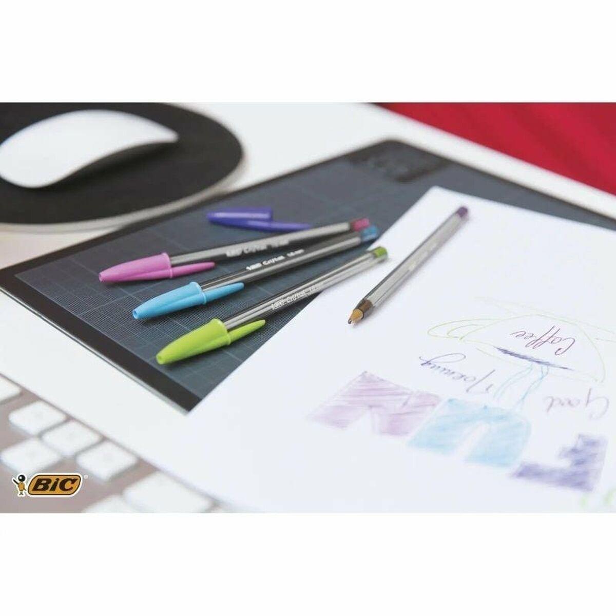 Set de Bolígrafos Bic Cristal Fun 921342 Multicolor 10 Piezas (10 Unidades)
