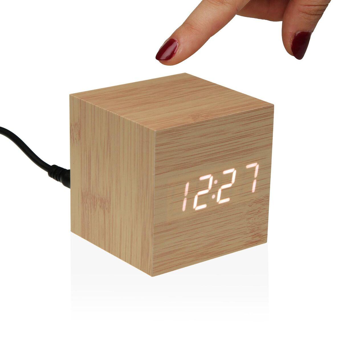 Reloj-Despertador Versa Madera MDF Minimalista 6,4 x 6,3 x 6,4 cm