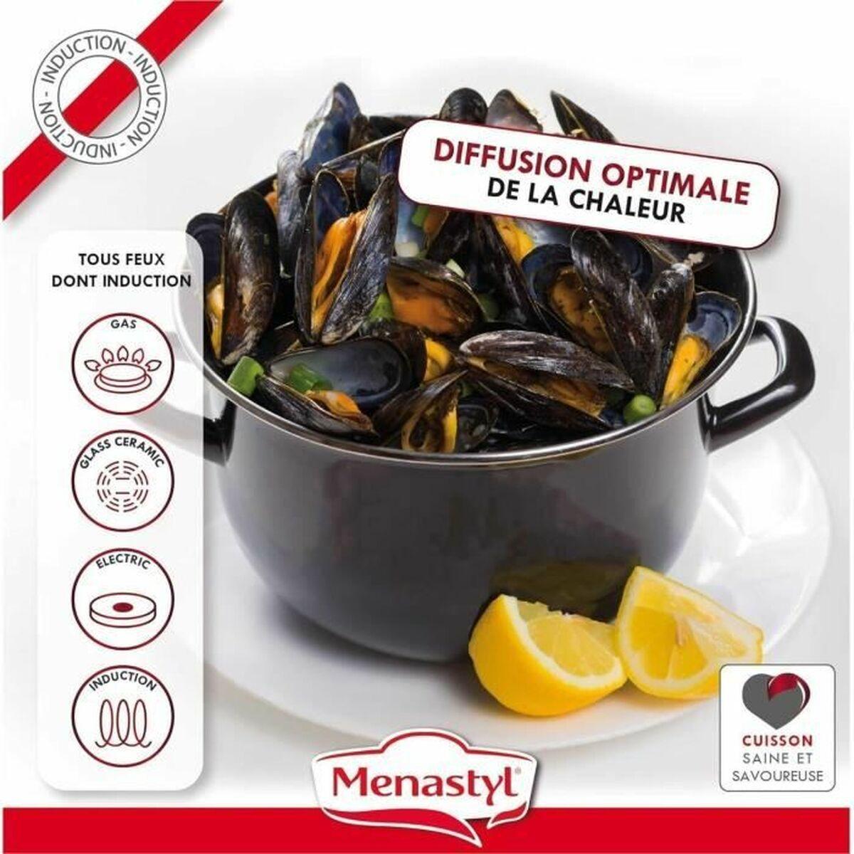 Olla con Tapa Menastyl Negro Acero esmaltado vitrificado 2 Piezas