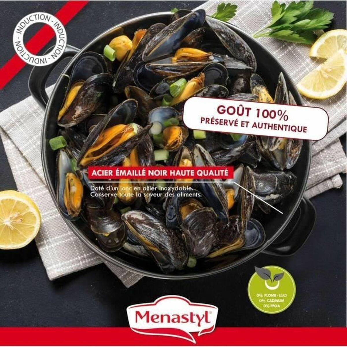 Olla con Tapa Menastyl Negro Acero esmaltado vitrificado 2 Piezas