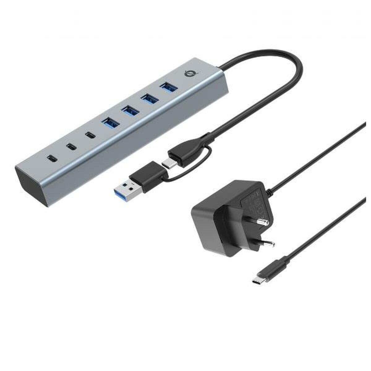 Hub USB 7 Puertos Conceptronic HUBBIES20GP Plateado