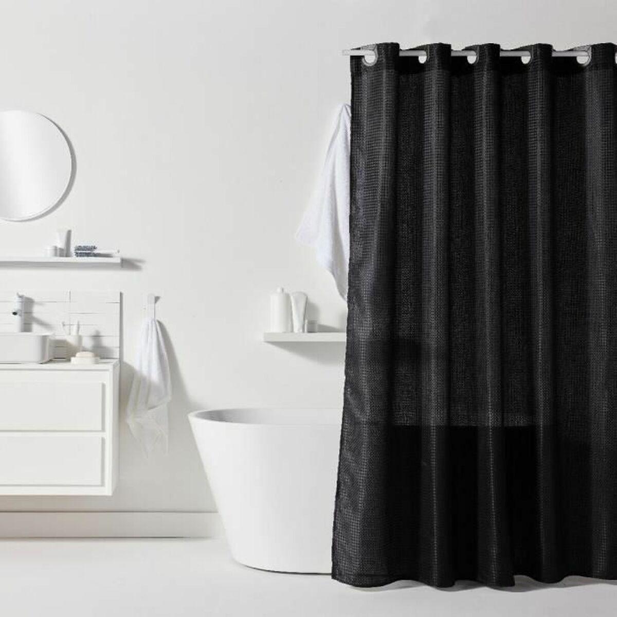 Cortina de Ducha TODAY Negro Poliéster 180 x 200 cm (12 Unidades)