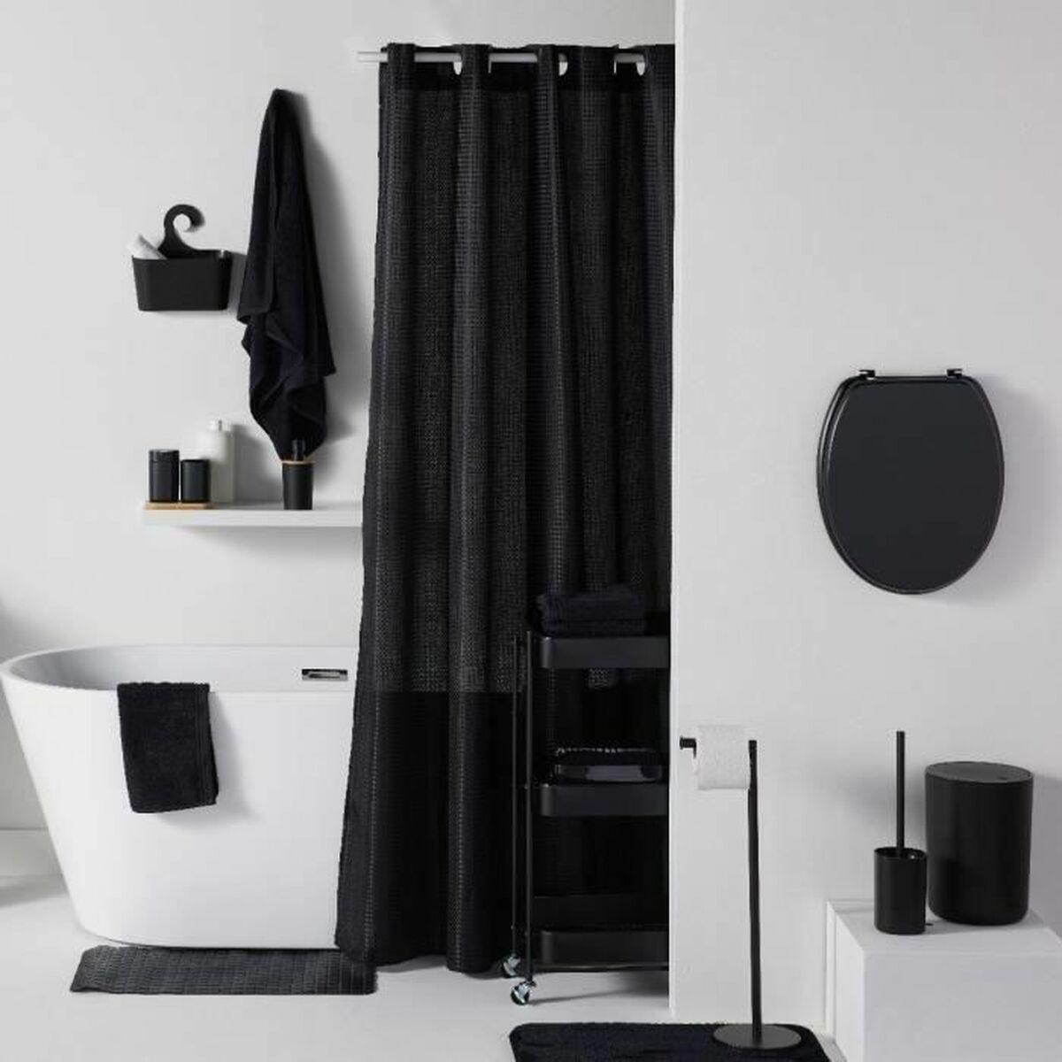 Cortina de Ducha TODAY Negro Poliéster 180 x 200 cm (12 Unidades)