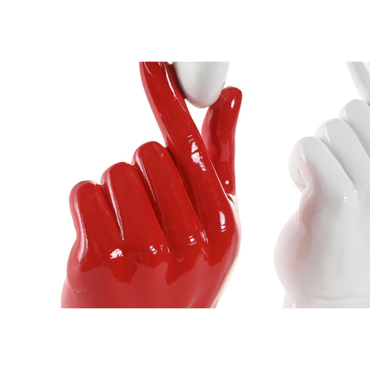 Figura Decorativa Home ESPRIT Blanco Rojo Mano 12 x 8,5 x 26 cm (2 Unidades)