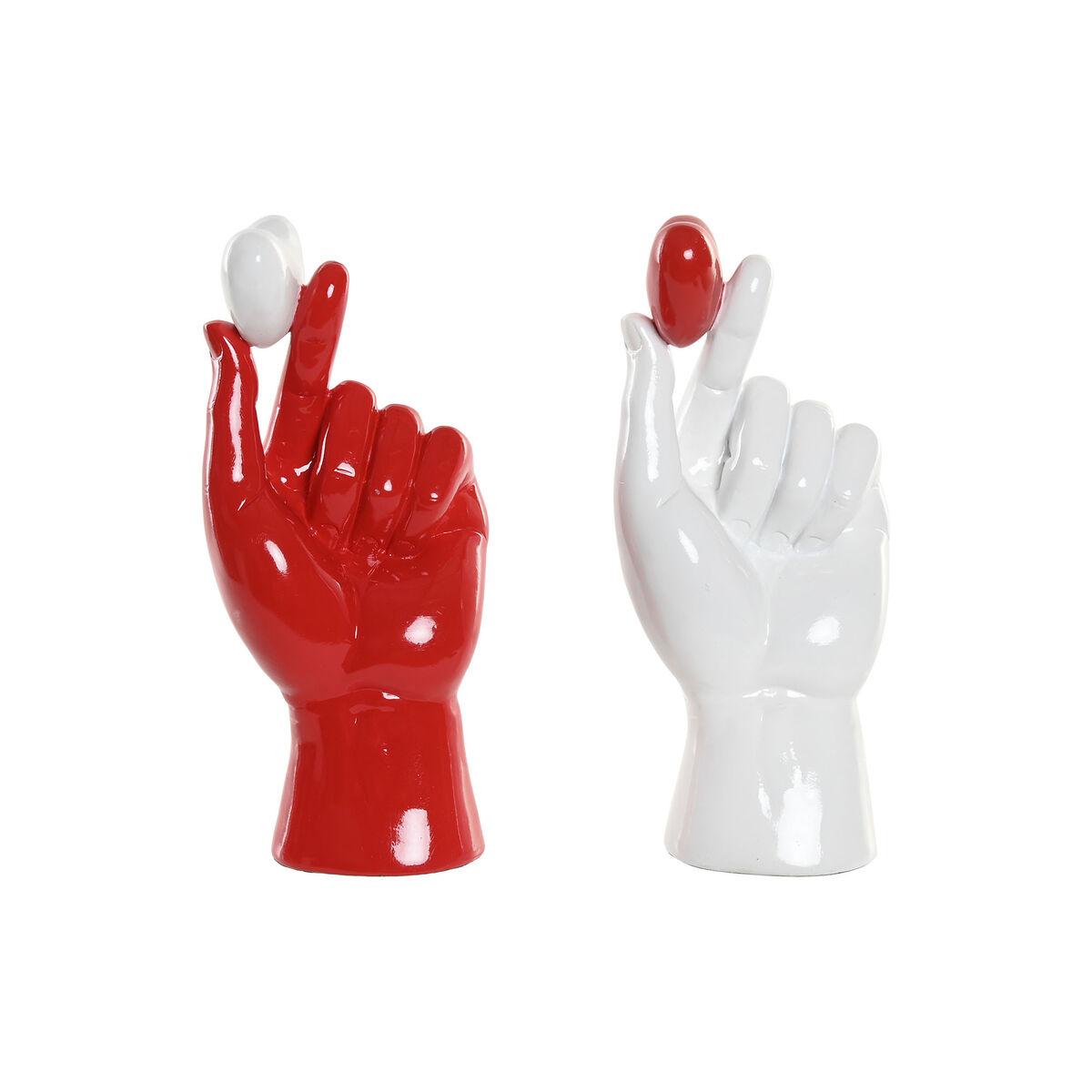 Figura Decorativa Home ESPRIT Blanco Rojo Mano 12 x 8,5 x 26 cm (2 Unidades)