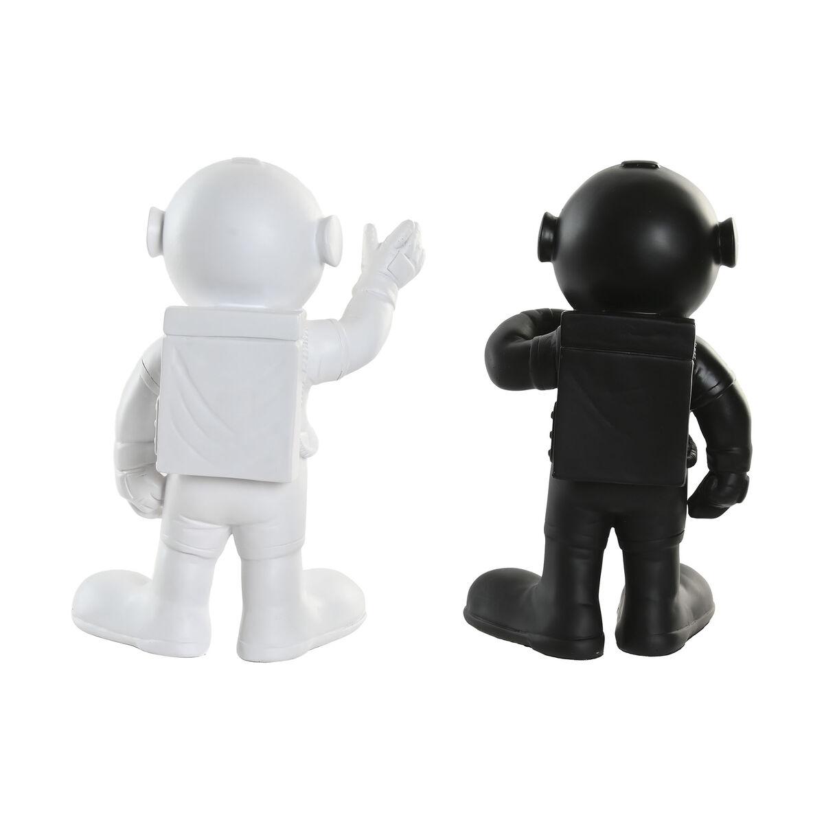 Figura Decorativa Home ESPRIT Blanco Negro Dorado Astronauta 20 x 13 x 27 cm (2 Unidades)