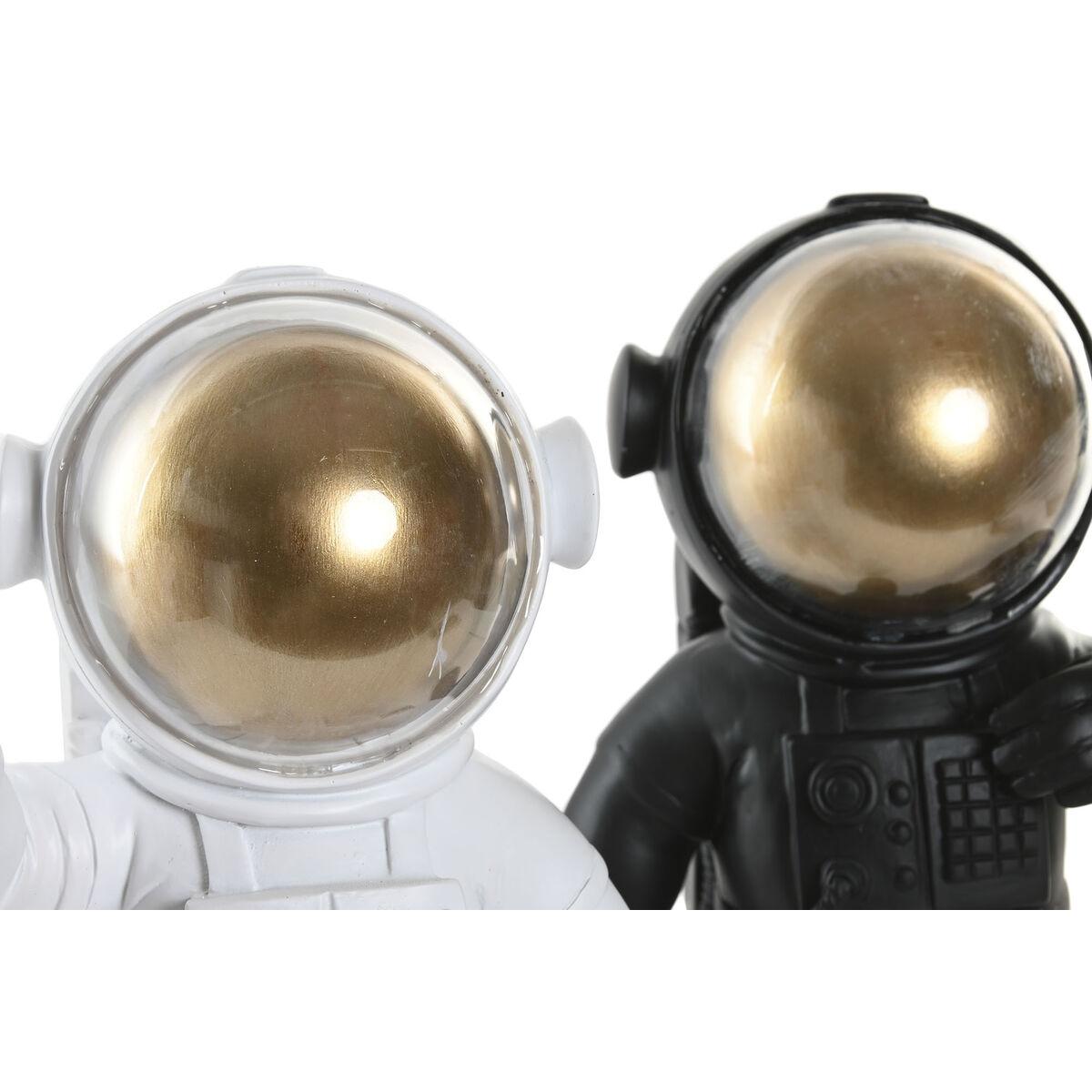 Figura Decorativa Home ESPRIT Blanco Negro Dorado Astronauta 20 x 13 x 27 cm (2 Unidades)