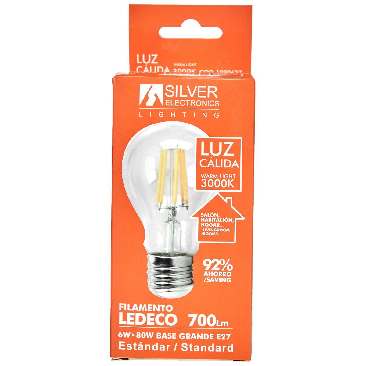 Bombilla LED Esférica Silver Electronics 1980627 E27 6W 3000K A++ (Luz Cálida)