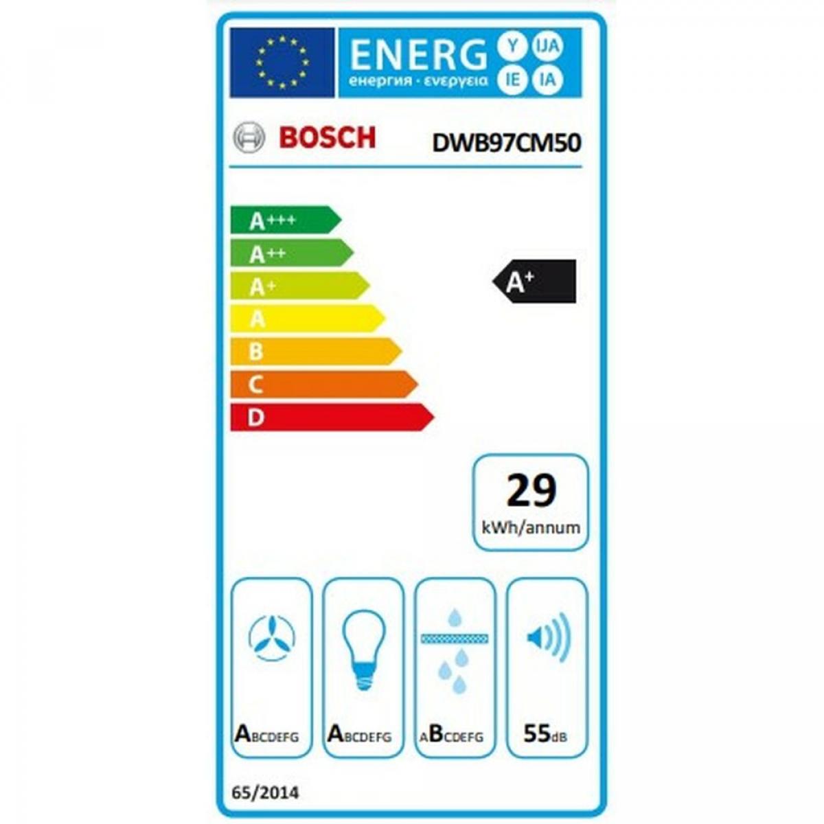 Campana Convencional BOSCH DWB97CM50 90 cm 430 m3/h 140W A+ Plateado Acero