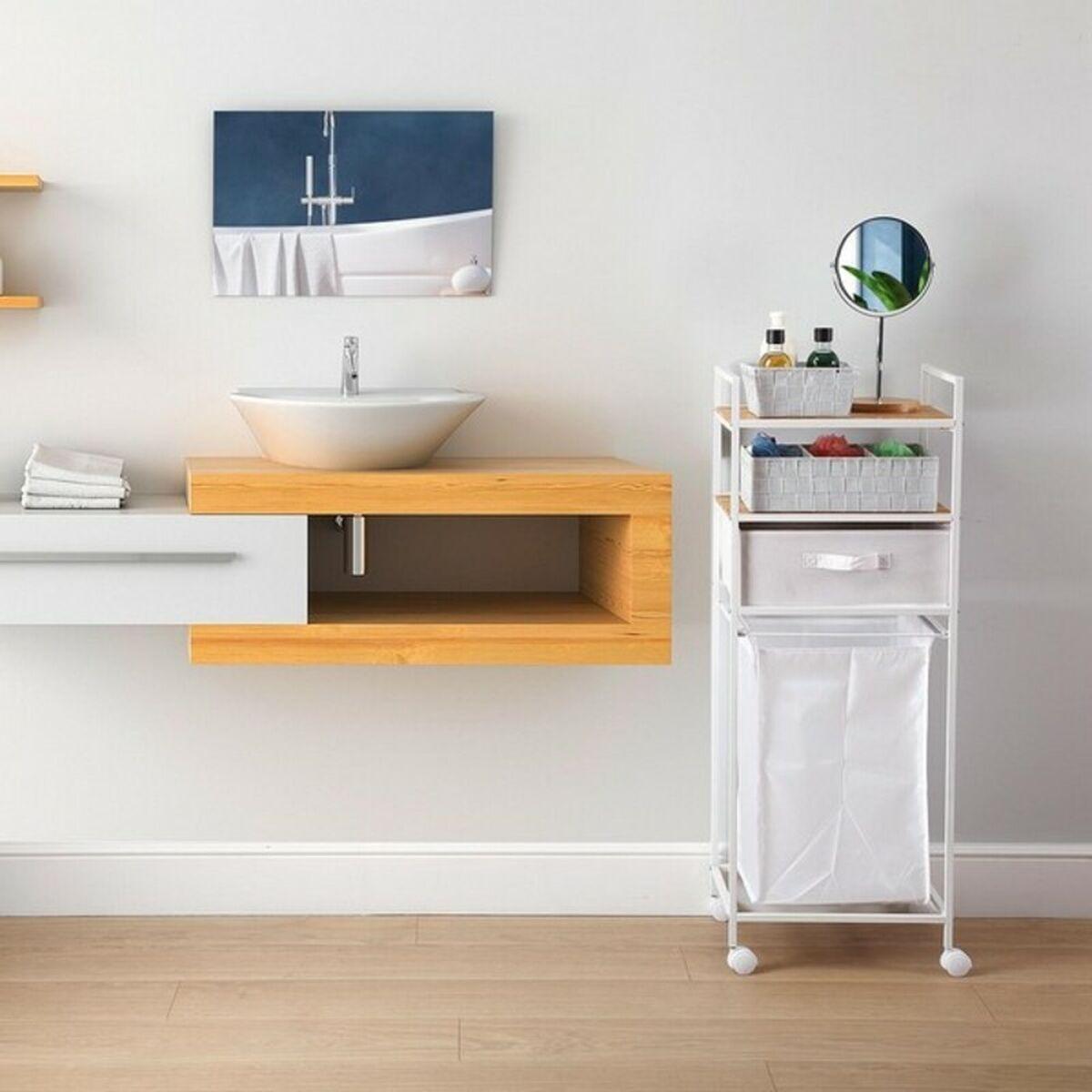 Estantería de Baño Versa Metal Textil Bambú (32,5 x 105,5 x 39 cm)