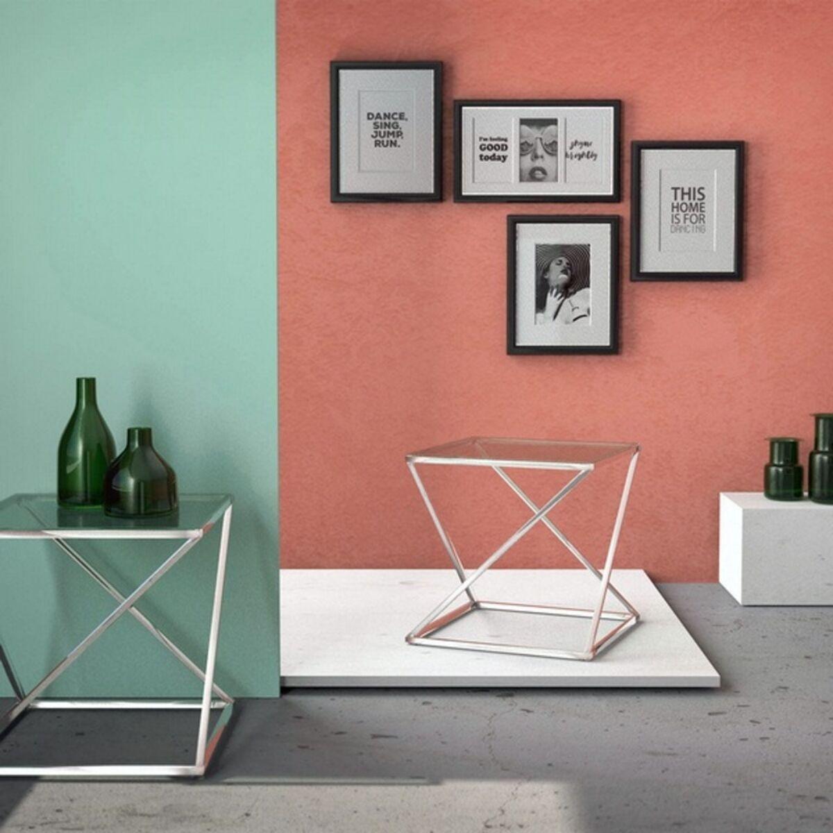 Mesa auxiliar Versa Trento         51 x 51 x 51 cm Plateado