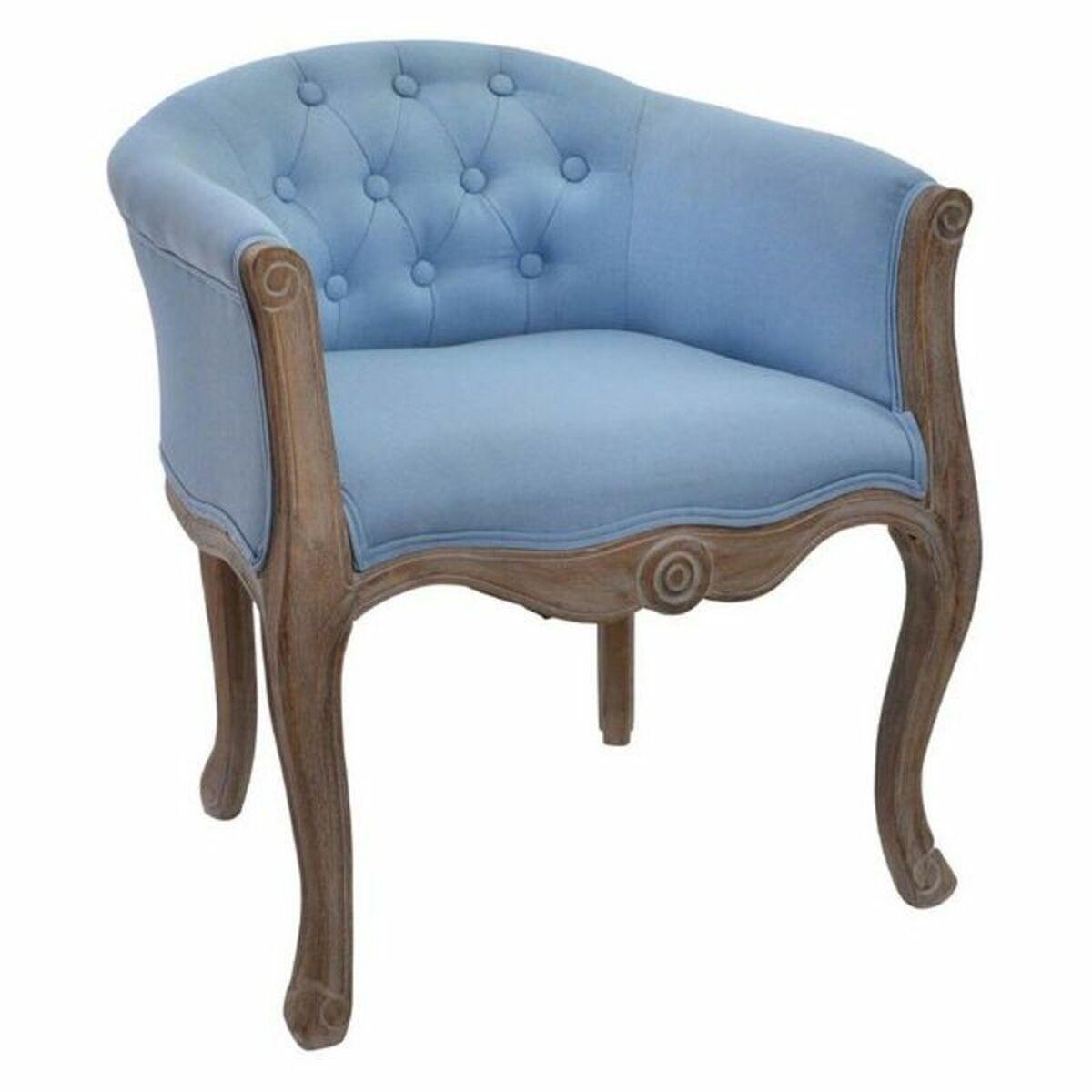 Banqueta DKD Home Decor Azul Poliéster Madera Madera de caucho 58 x 56 x 69 cm