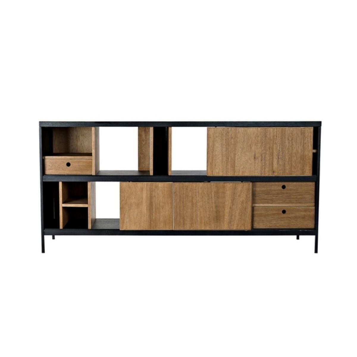 Aparador DKD Home Decor Alvin Negro Natural Hierro Fresno 160 x 40 x 75 cm