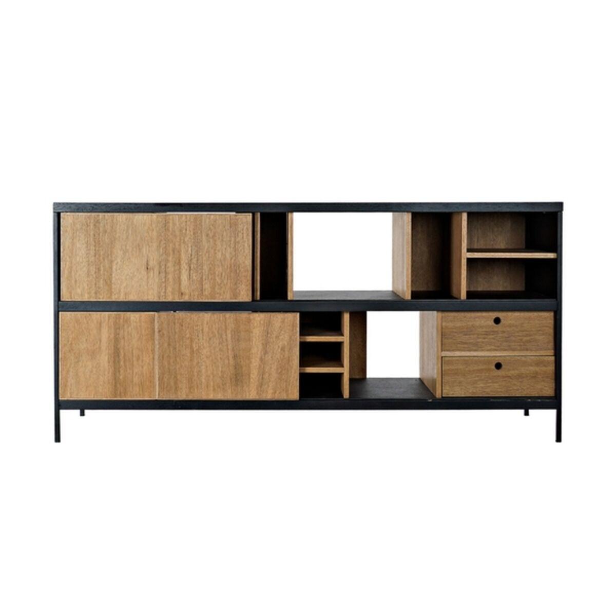 Aparador DKD Home Decor Alvin Negro Natural Hierro Fresno 160 x 40 x 75 cm