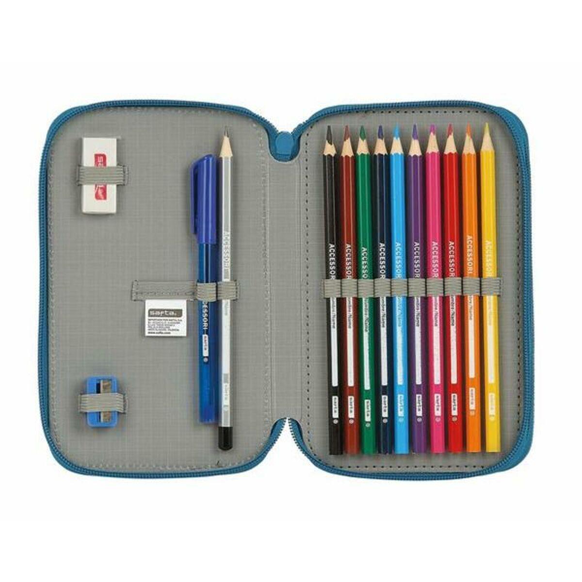 Plumier Doble BlackFit8 M854 Azul 12.5 x 19.5 x 4 cm (28 piezas)