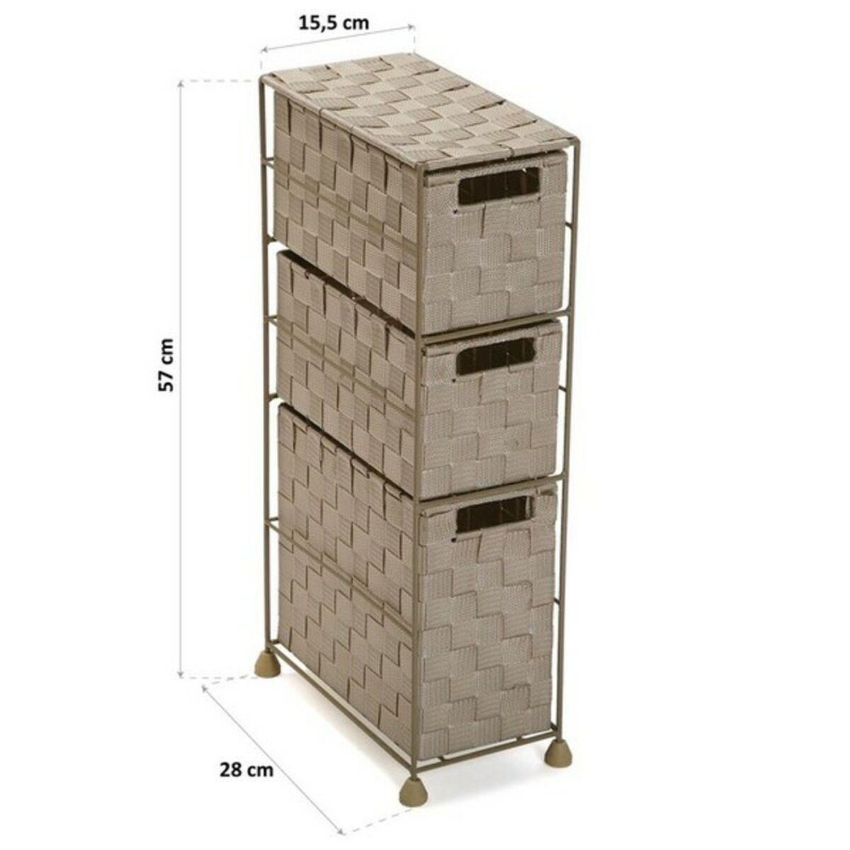 Mueble Auxiliar Versa 19487083 Beige 3 cajones Polipropileno (28 x 57 x 15,5 cm)