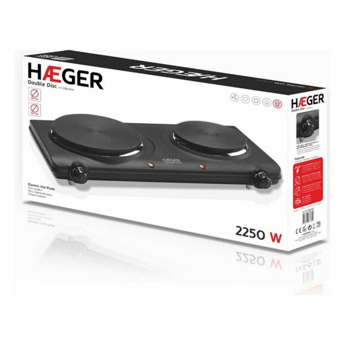 Placa Eléctrica de Cocción Haeger Negro 2 Fogones Multicolor 2250 W 2250W