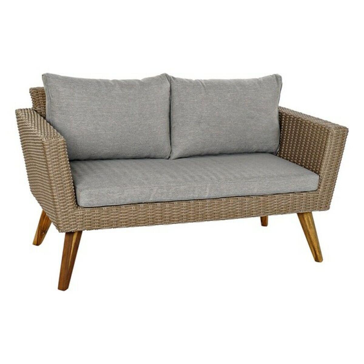 Conjunto de Mesa con 3 Sillones DKD Home Decor MB-166666 137 x 66 x 70,5 cm Cristal Madera ratán sintético Acero (4 pcs)