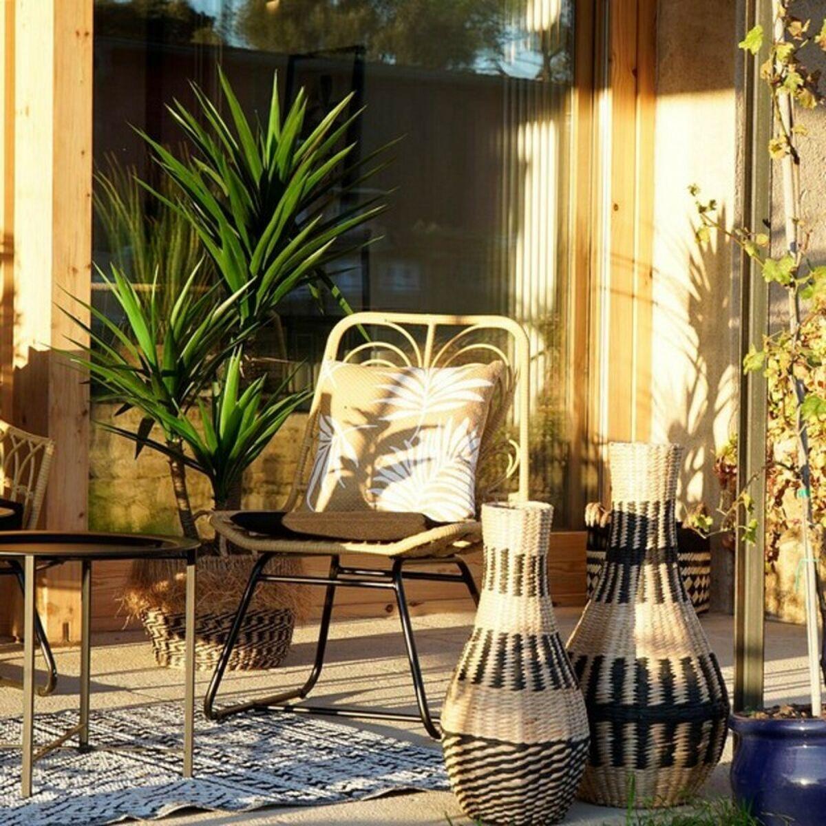 Silla de Jardín DKD Home Decor MB-178991 Negro Multicolor Natural Metal ratán sintético 58 x 65 x 89 cm