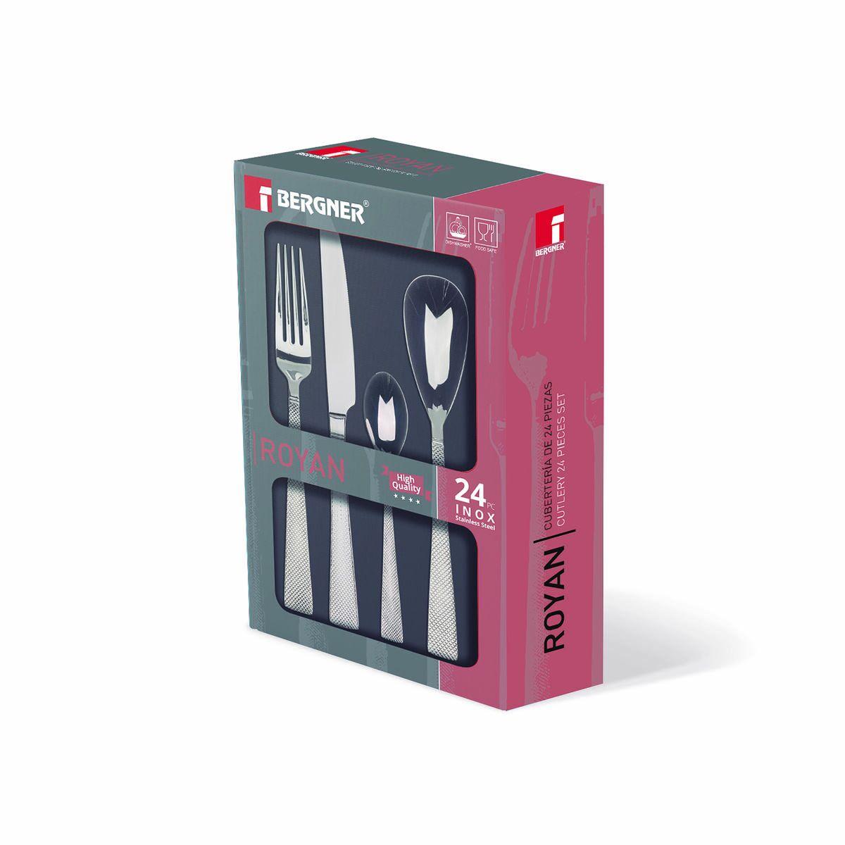 Cubertería Bergner Royan Acero Inoxidable Plateado (24 pcs)