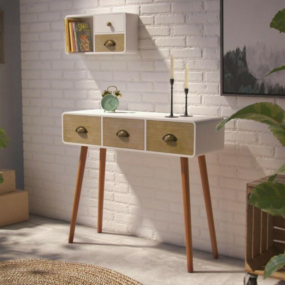 Recibidor con 3 Cajones Versa 30 x 80,5 x 90 cm 0,3 x 0,805 x 0,9 cm Blanco
