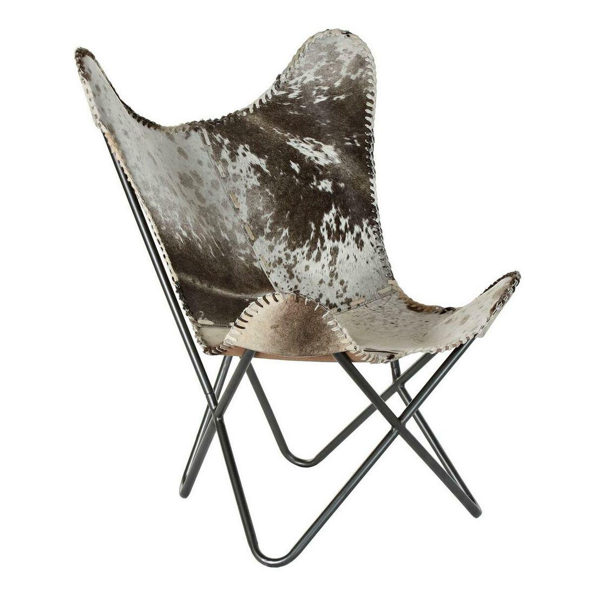 Sillón DKD Home Decor 8424001824403 Gris Piel Blanco Marrón claro Hierro (70 x 70 x 90 cm)
