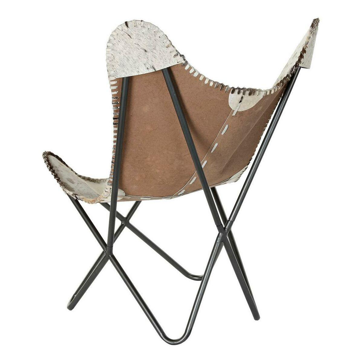 Sillón DKD Home Decor 8424001824403 Gris Piel Blanco Marrón claro Hierro (70 x 70 x 90 cm)