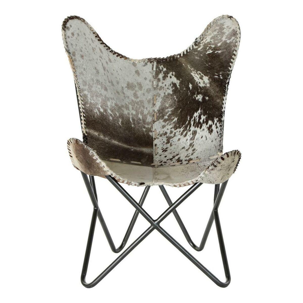 Sillón DKD Home Decor 8424001824403 Gris Piel Blanco Marrón claro Hierro (70 x 70 x 90 cm)