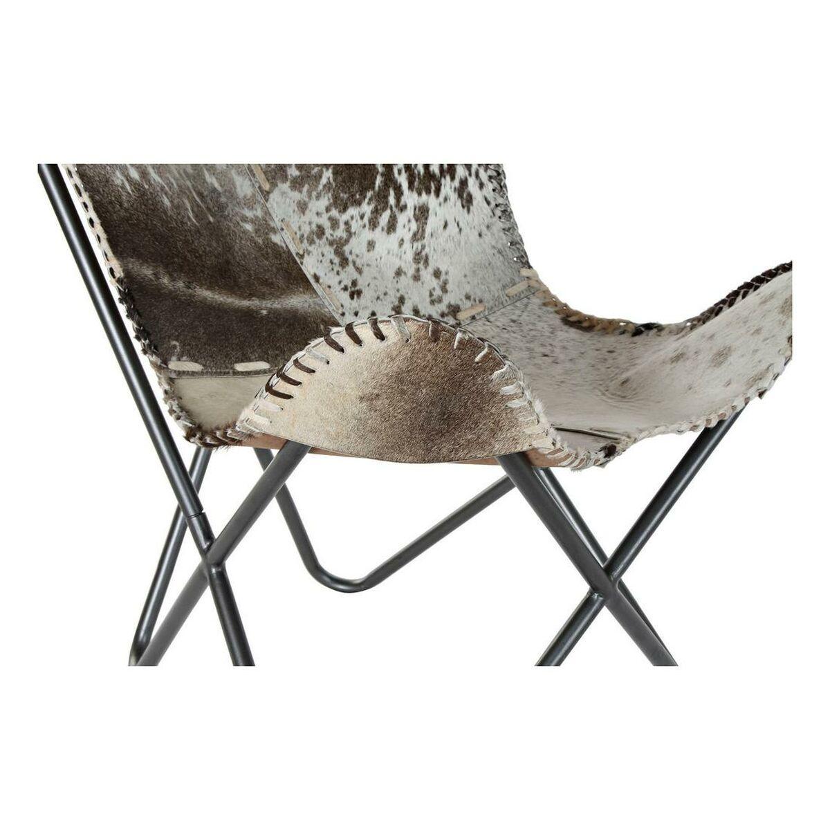Sillón DKD Home Decor 8424001824403 Gris Piel Blanco Marrón claro Hierro (70 x 70 x 90 cm)