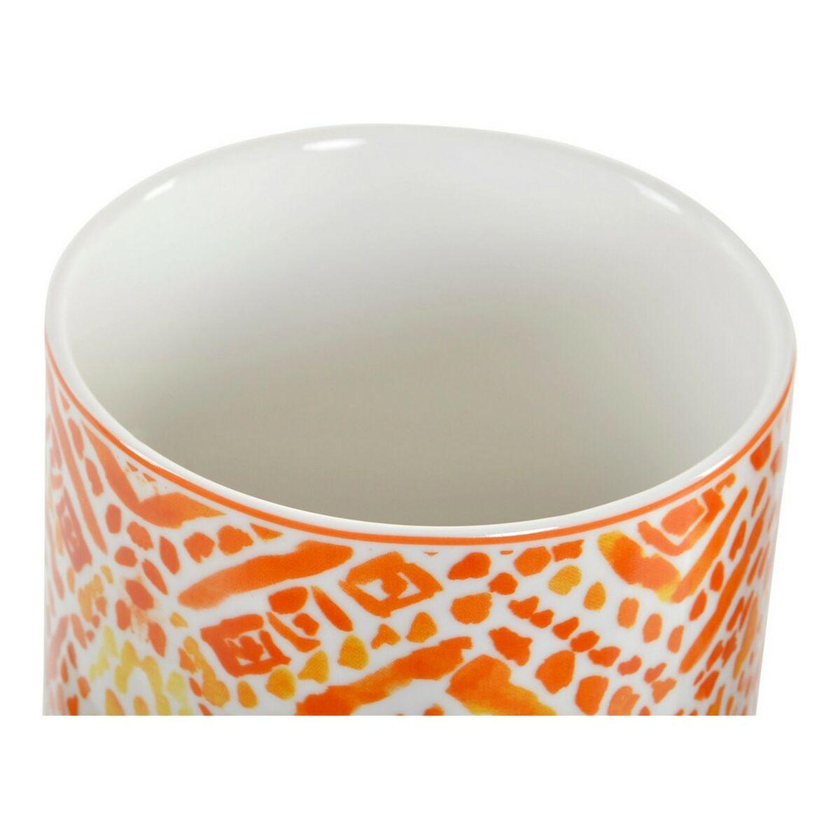 Bote DKD Home Decor Naranja Bambú Porcelana (2 pcs) (9.8 x 9.8 x 15.5 cm)