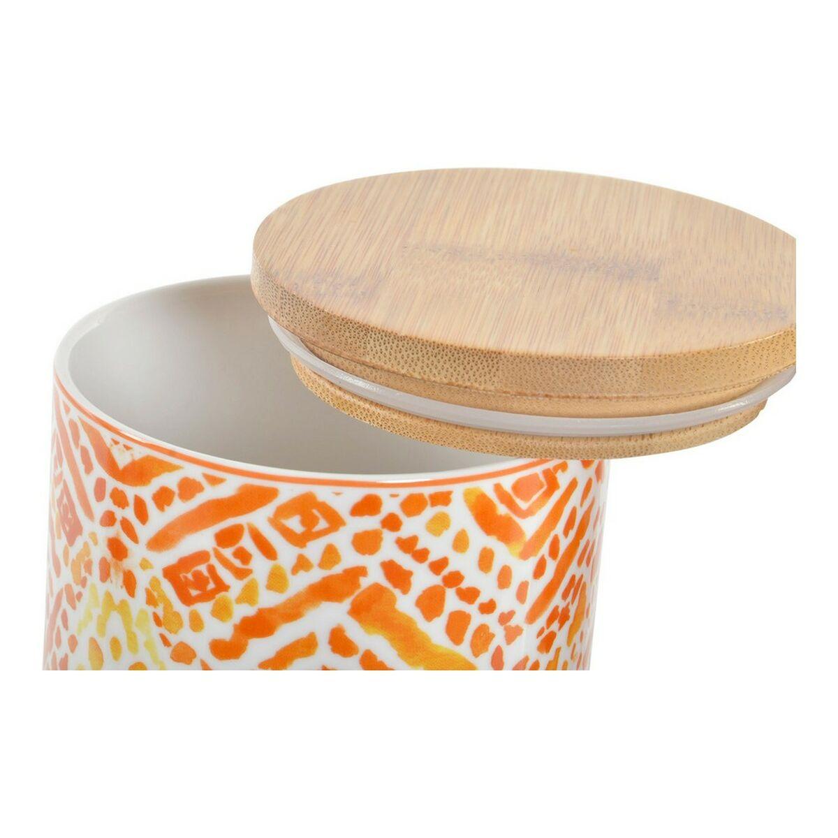Bote DKD Home Decor Naranja Bambú Porcelana (2 pcs) (9.8 x 9.8 x 15.5 cm)