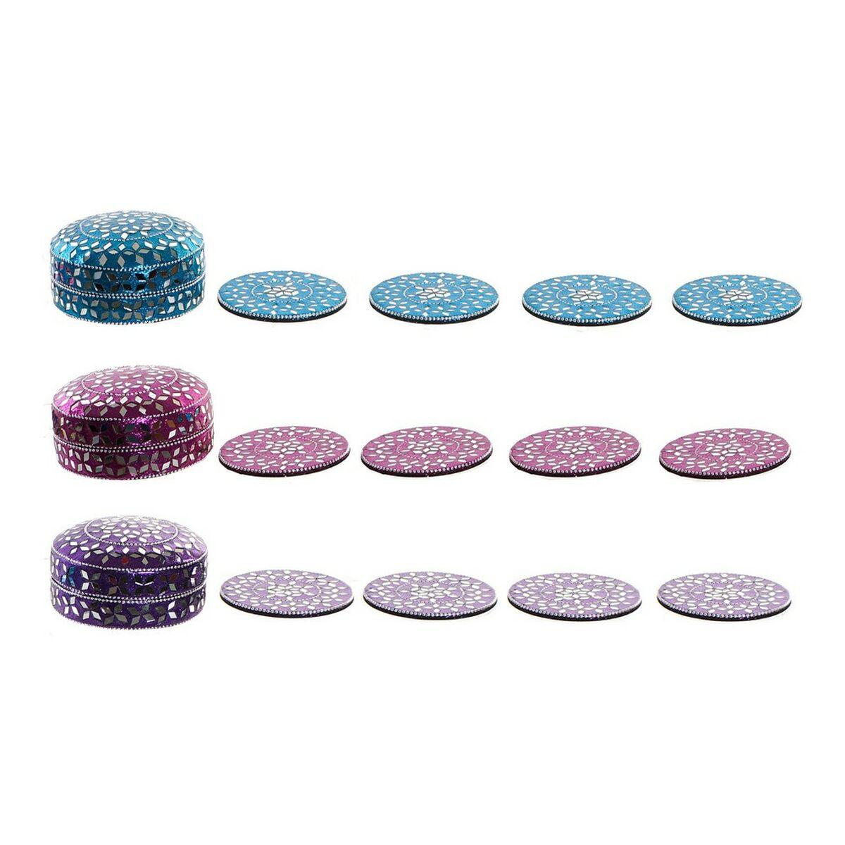 Posavasos DKD Home Decor Aluminio Madera MDF (3 pcs)