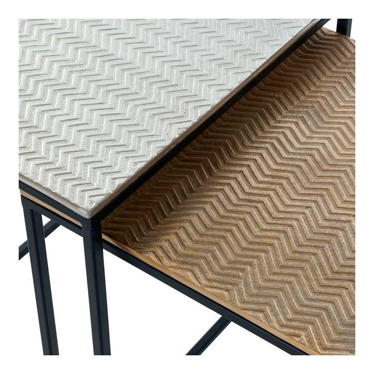 Mesa auxiliar DKD Home Decor Negro Aluminio Plateado (2 pcs)