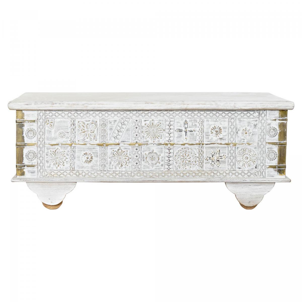 Mesa auxiliar DKD Home Decor MB-182010 Blanco Dorado Metal Madera de mango 115 x 60 x 45 cm