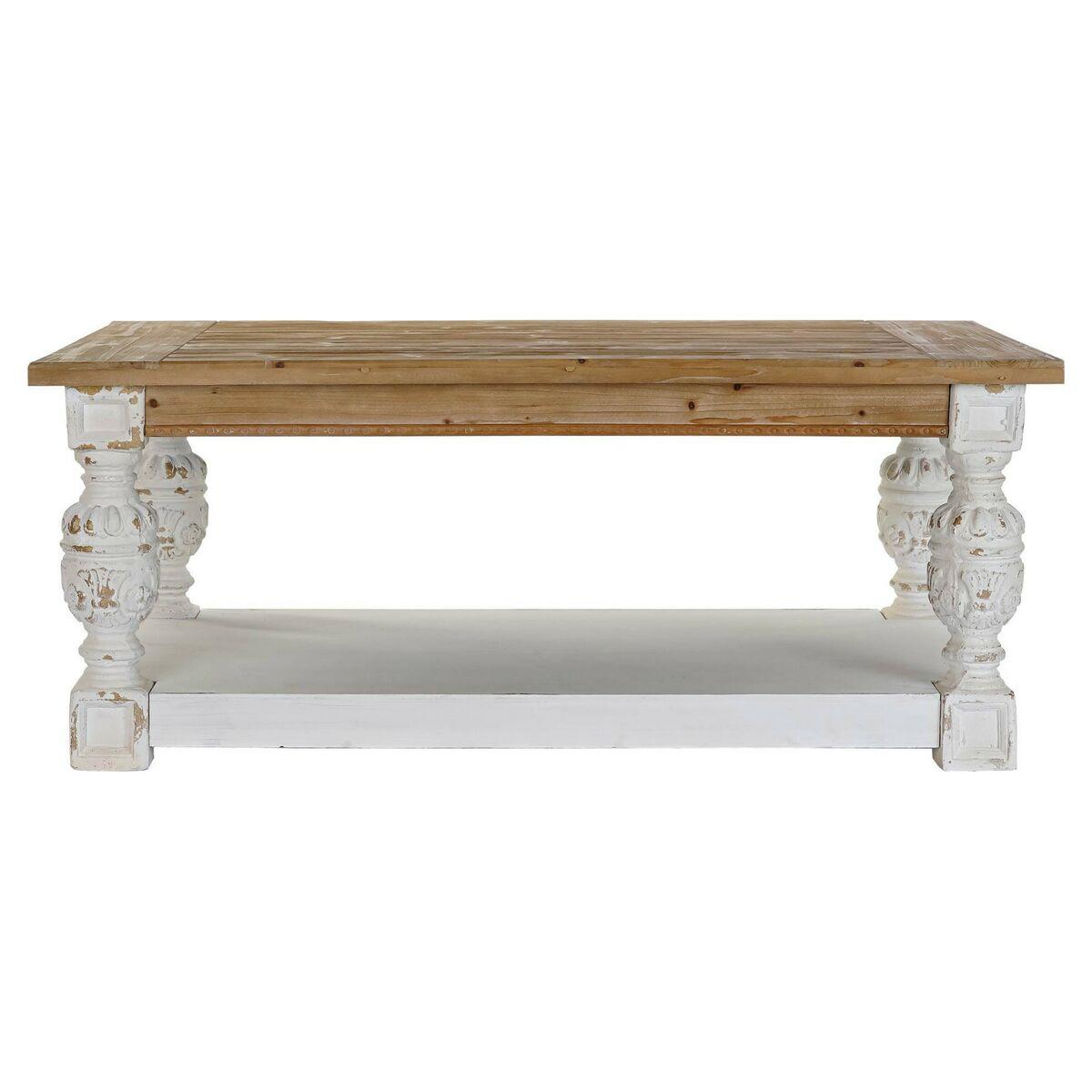 Mesa auxiliar DKD Home Decor Abeto Aluminio Blanco Marrón claro 120 x 70 x 50 cm Madera MDF