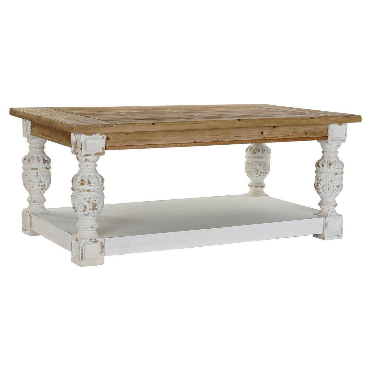 Mesa auxiliar DKD Home Decor Abeto Aluminio Blanco Marrón claro 120 x 70 x 50 cm Madera MDF