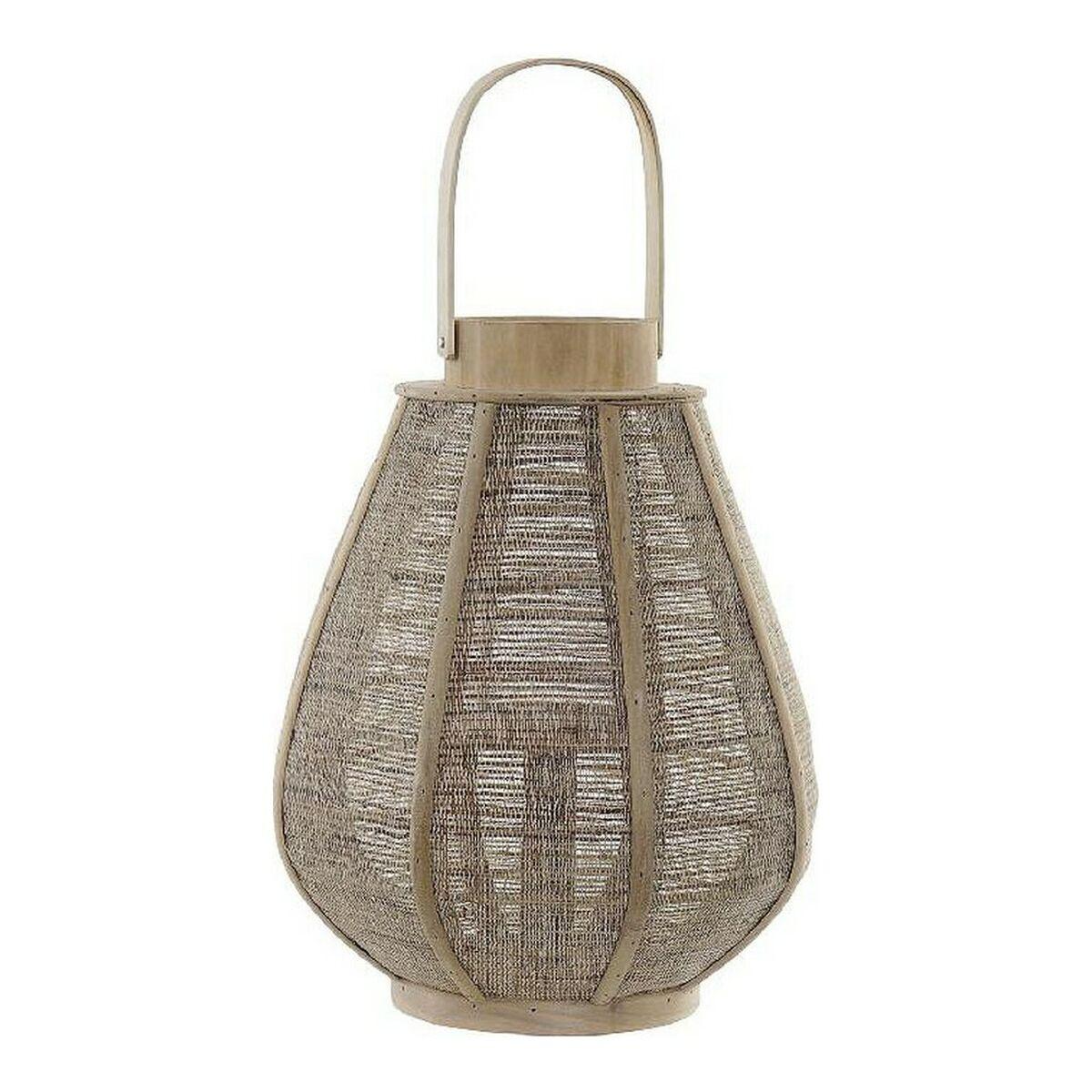 Portavelas DKD Home Decor Lino Bambú (28 x 28 x 51 cm)