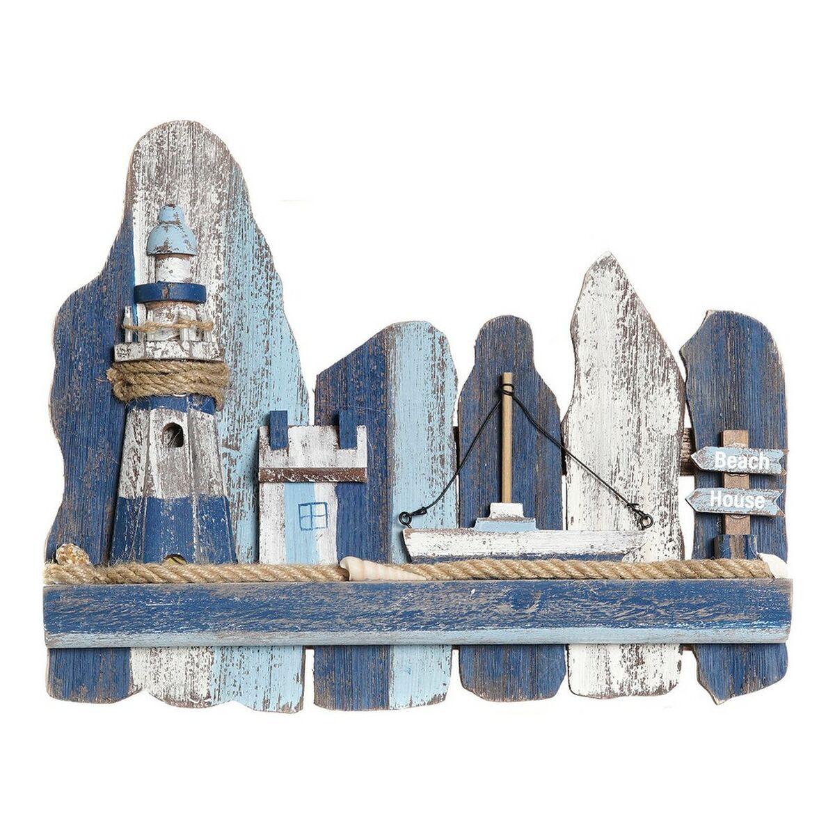 Decoración de Pared DKD Home Decor Faro Mediterráneo Abeto (36.5 x 6.5 x 29.5 cm)