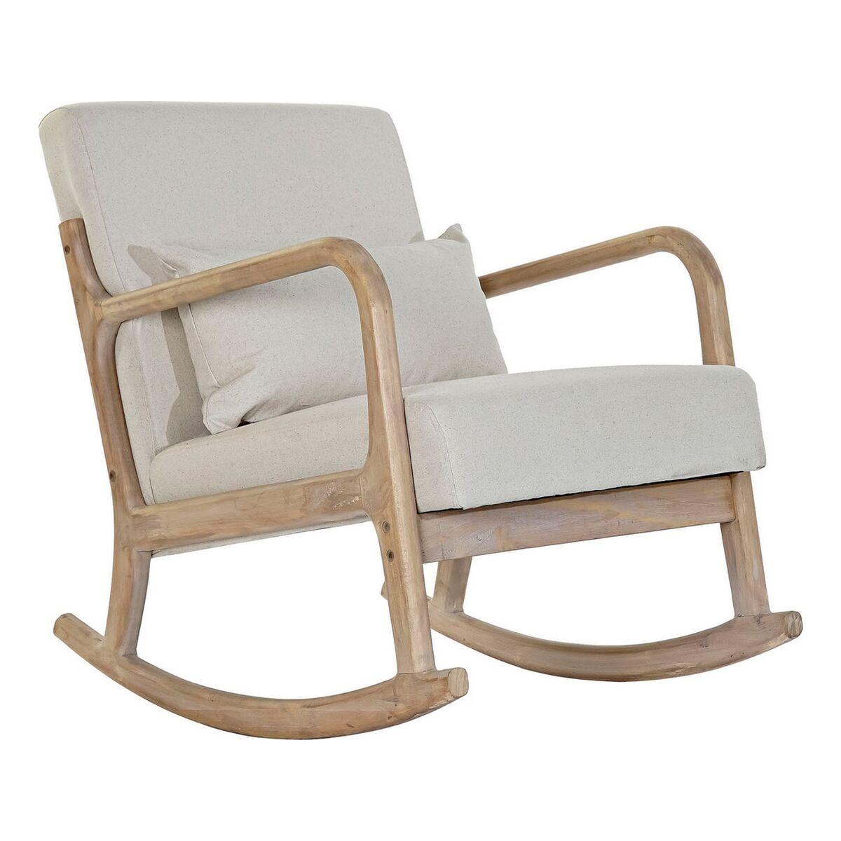 Sillón DKD Home Decor Beige Natural Madera de caucho Sixties 66 x 85 x 81 cm