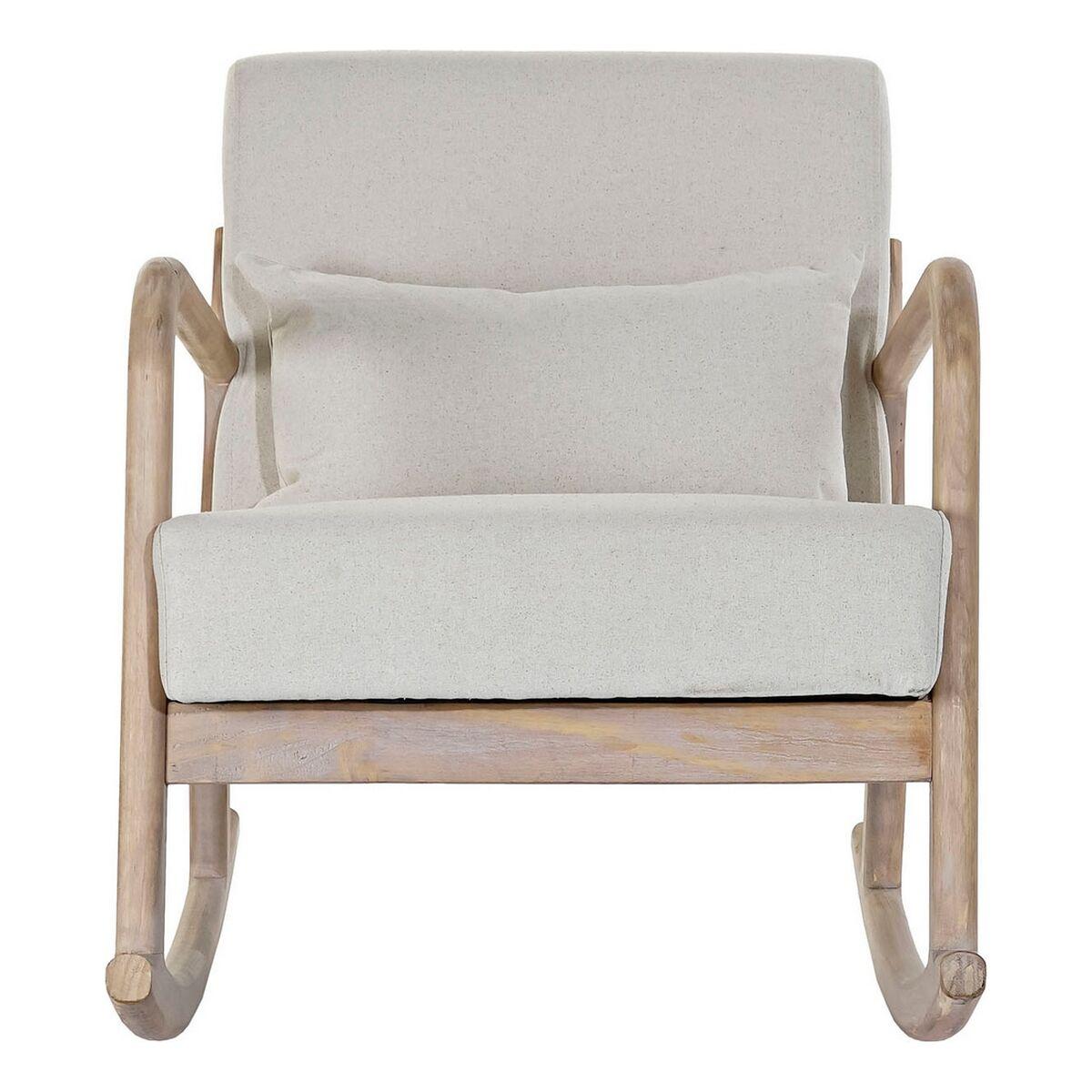 Sillón DKD Home Decor Beige Natural Madera de caucho Sixties 66 x 85 x 81 cm