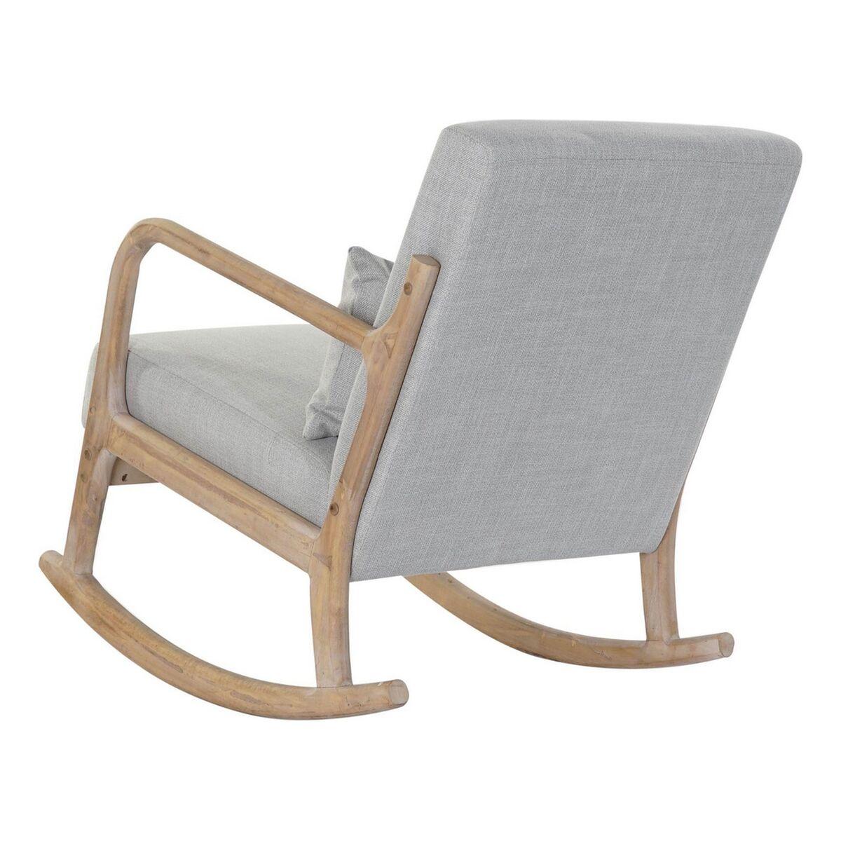 Mecedora DKD Home Decor Gris Natural Gris claro Lino Madera de caucho 66 x 88 x 78 cm