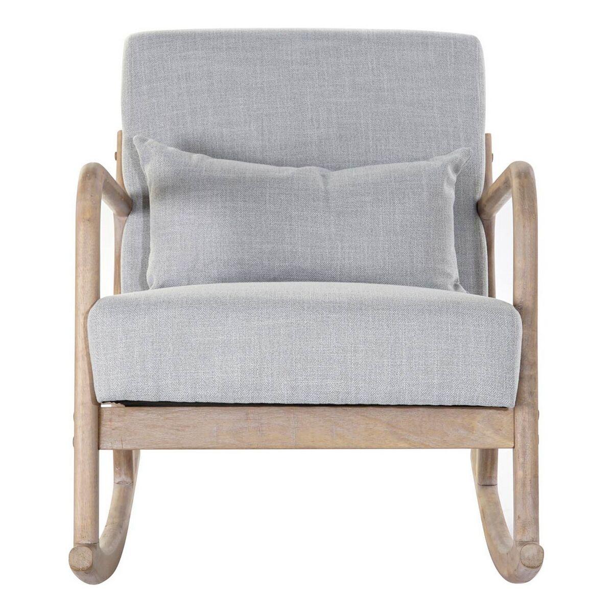 Mecedora DKD Home Decor Gris Natural Gris claro Lino Madera de caucho 66 x 88 x 78 cm