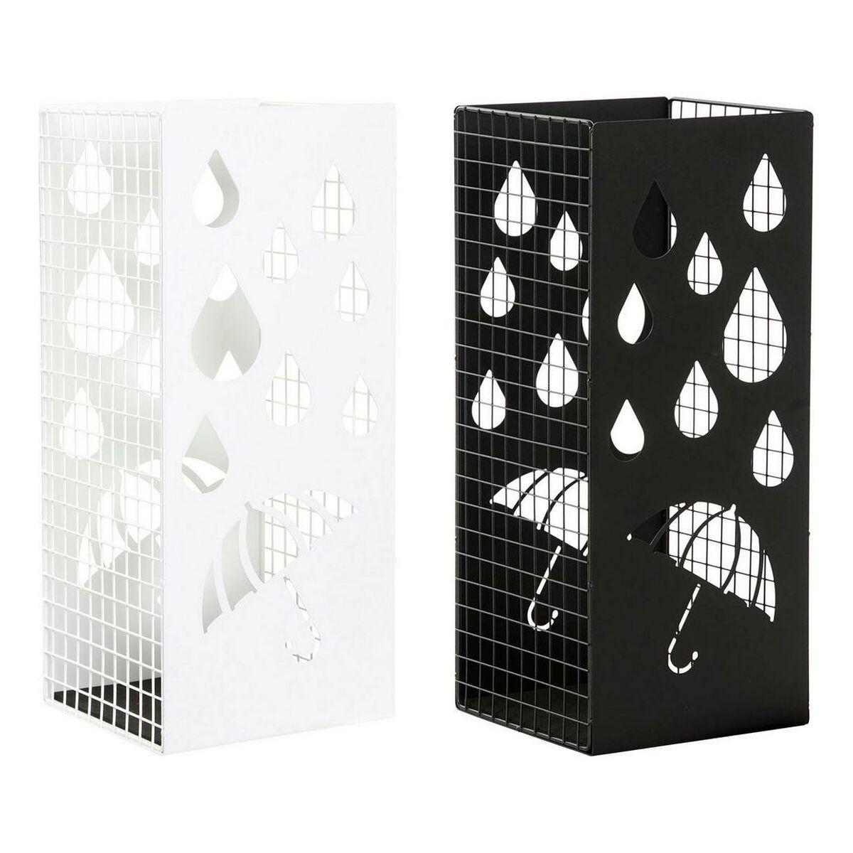 Paragüero DKD Home Decor Negro Metal Blanco (19.5 x 20 x 47.5 cm) (2 pcs)